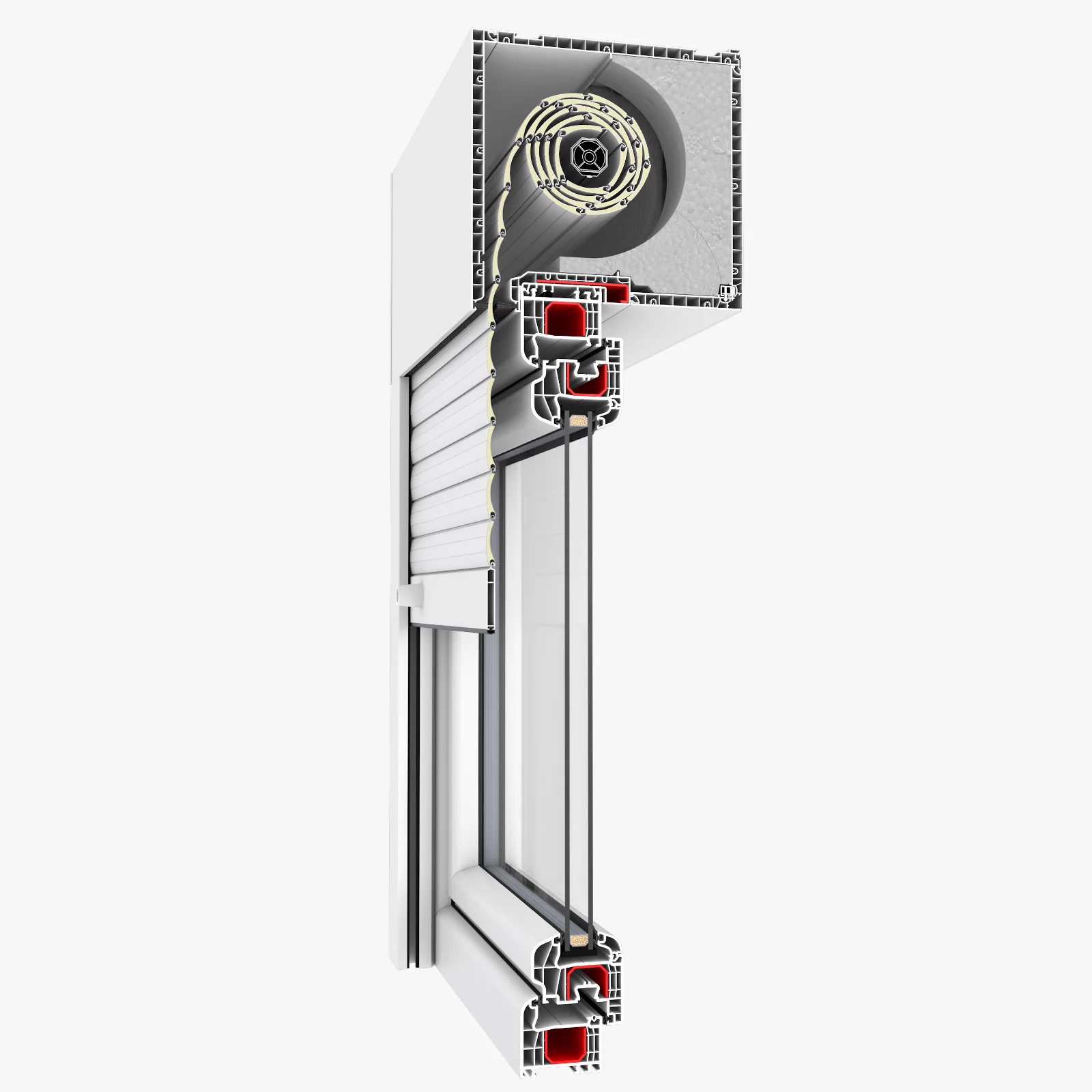 iglo 5 mit Aufsatzrollladen, Profilschnitt – Fenster